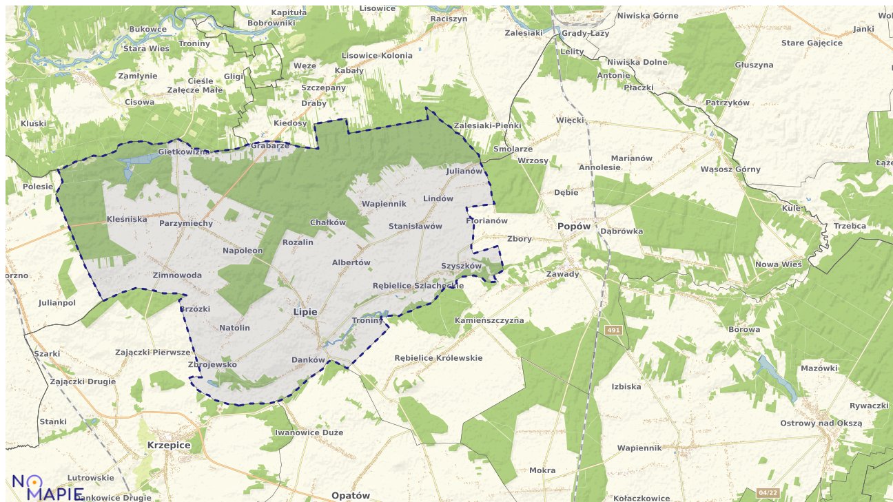 Mapa obszarów ochrony przyrody Lipia